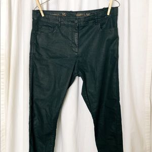 Black Gap coated moto jeans